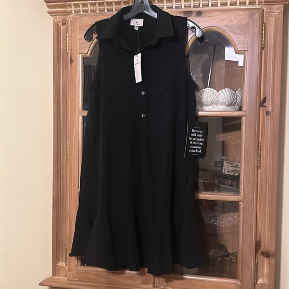 Black Crepe Sleeveless Callahan Shirt Dress - Picture 6 of 10